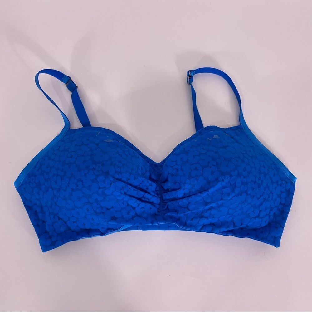 Savage X Fenty Royal Blue Leopard‎ Print Lace Bra 2X